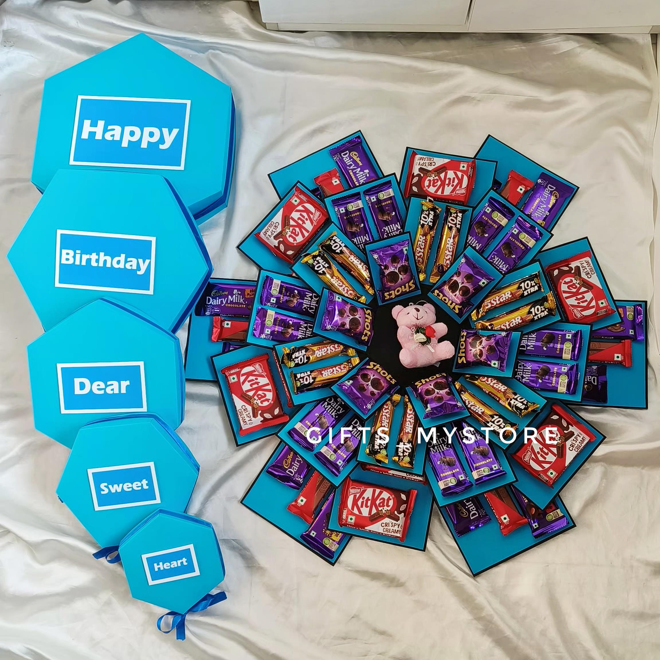 5 LAYER BLUE THEME MIX CHOCOLATE EXPLOSION BOX (BIG SIZE)
